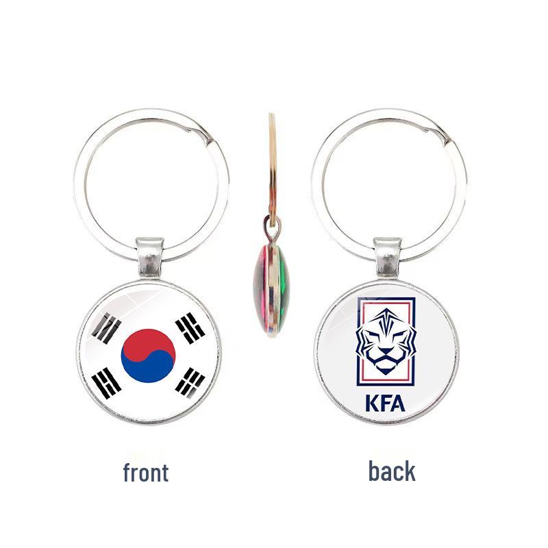 World Cup Top 32 National Flags & Team Emblems Double-sided Keychain