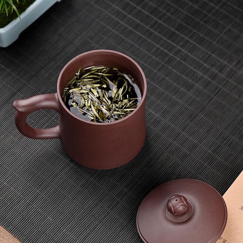 Handmade Zisha Purple Clay Teacup with Gold Inlay