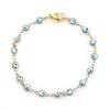Fashion Stainless Steel Bracelets Blue Red Evil Eye Enamel Bead Bracelet For Women Jewelry Gifts 18.7cm(7 3/8") long, 1 Piece