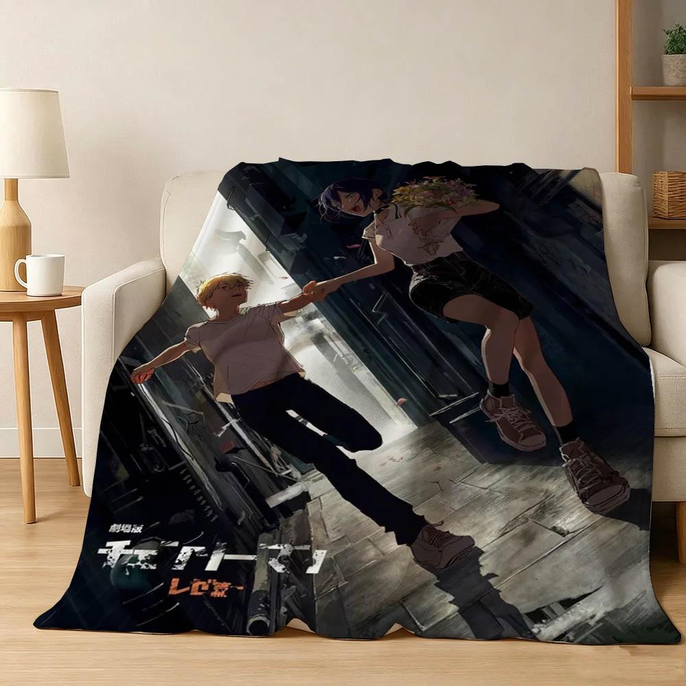 C-Chainsaw M-Man The Movie Reze Arc 3D Flannel Blanket Soft Throw Blanket Art For Home Decor Bedroom Bed Sofa Picnic Fans Gifts