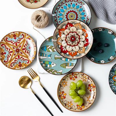 5-7 inç kemik tabak Yaratıcı elle boyanmış sır altı renkli seramik tabaklar Soğuk Yemek Meyve Dim sum tabağı atıştırmalık Ev yemekleri