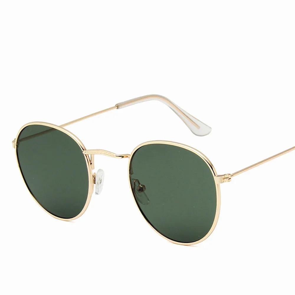 Pink Metal Small Round Sun Glasses Woman Vintage Travel Classic Sun Glasses Female Fashion Retro Lunette De Soleil Femme