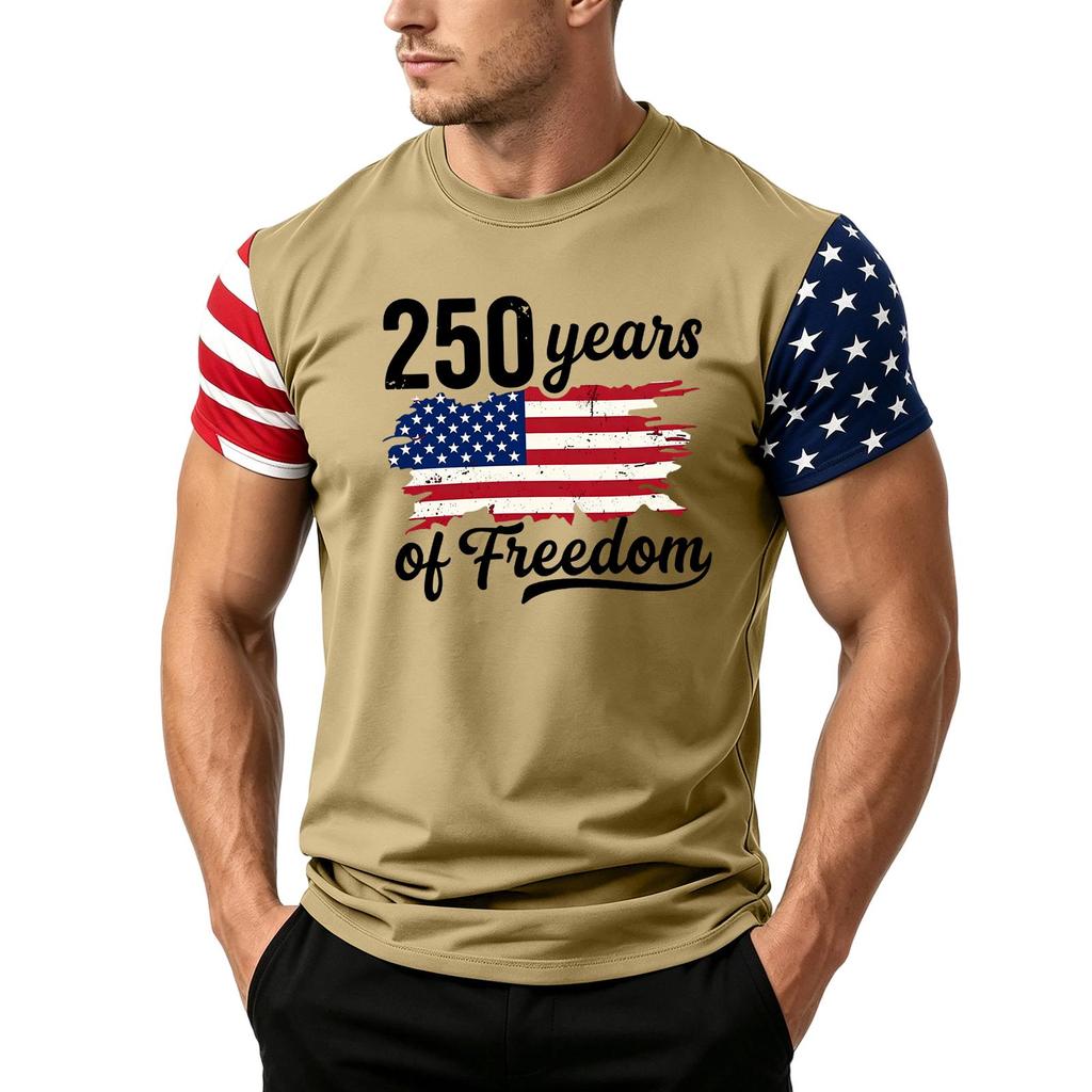 Men's Independence Day Flag Print Short Sleeve T-Shirt, Loose Casual Daily Summer Tops
