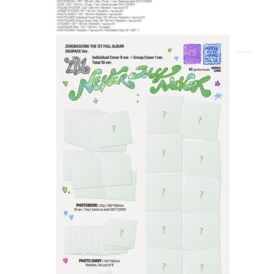 ZEROBASEONE - 1st Full Album [NEVER SAY NEVER] DIGIPACK VER. Random - Release Date    2025-09-02