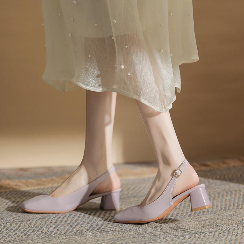 

5801 Fashion After Empty Shoes Comfortable and Versatile Not Tired Feet Thick Heel Square Head High Heels New Women s Shoes 40