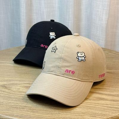 Bear Embroidered Soft Top Baseball Hat for Women Autumn and Winter Korean Version Ins Style Casual Versatile Peaked Cap Men's Sports Hat Trendy