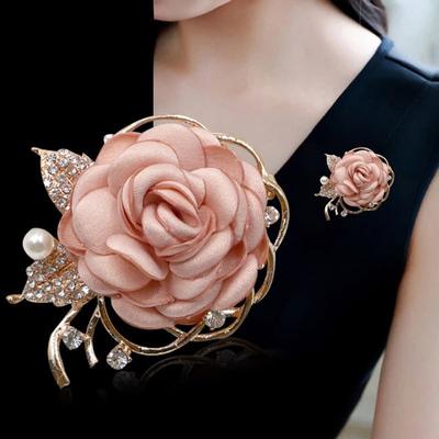 Stoff Rose Brosche Zubehör Temperament Vielseitig Frauen Brust Blume Rose Blume Brosche