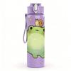1PC Green Frog Cute Cartoon Animal 750ml Color Plastic Sports Water Bottle Leakproof Flip Straw Lid Suitable for Sports Office Home Use