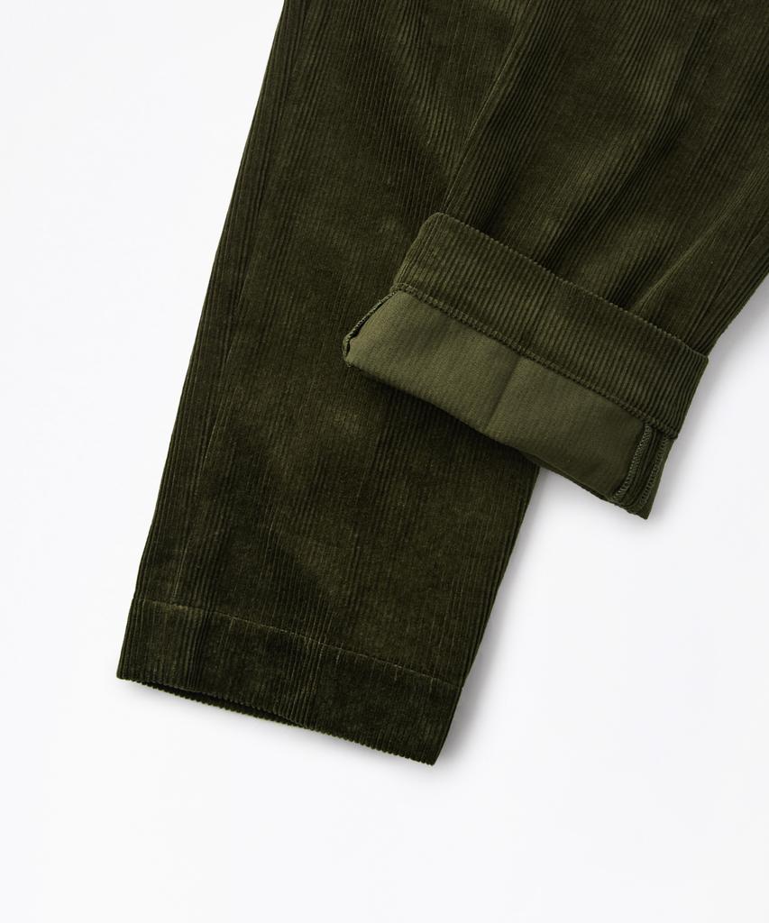 OUTSTANDING High Density Corduroy Double Pleated Pants_D.Olive