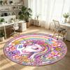 Wild Animals (423) Theme Round Crystal Velvet Rug Custom Name Text Personalized Floor Mat Home Decor Non Slip Crystal Carpet