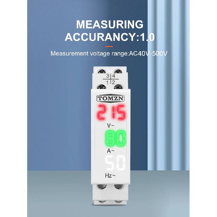 Din Rail 3in1 Single Phase Ampere Voltage Frequency Meter Ac 0-99Hz 100A Voltmeter Indicator LED Digital Display 110V 230V TOMZN