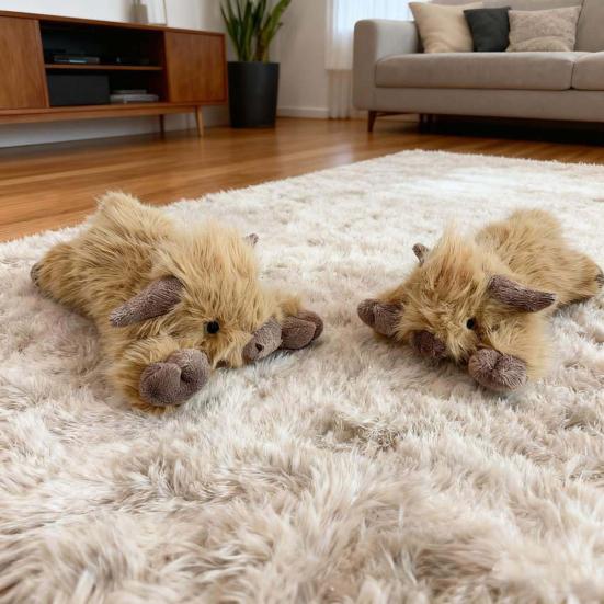 Highland Cow Plush Toy Long Hair Scottish Cattle Stuffed Animal Soft Cuddly Farm Decor for Kids Collectors