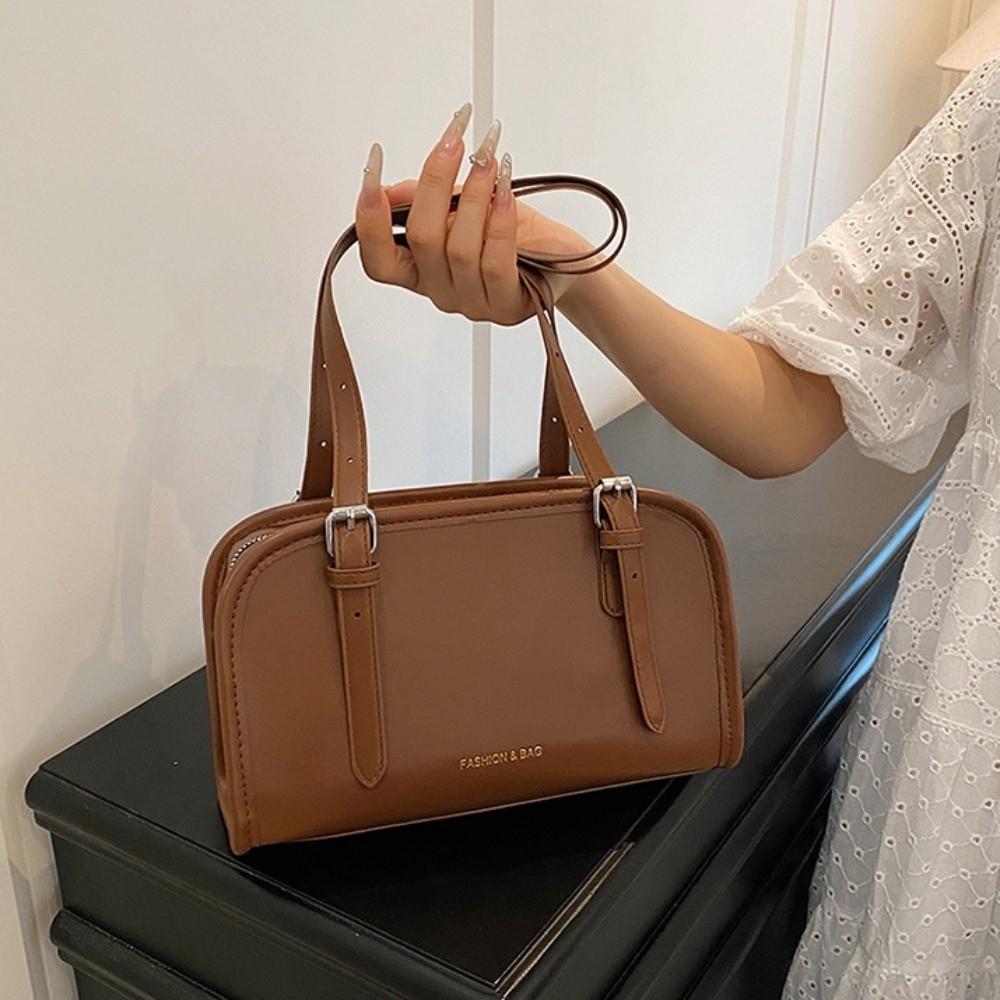 Underarm Boston Bag Korean Style PU Leather Handbag Trendy Single Shoulder Bag Girls