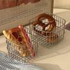 INS Style Minimalist Iron Wire Mesh Organizer Basket, Light Luxury Storage Tray for Makeup & Skincare On Desktop