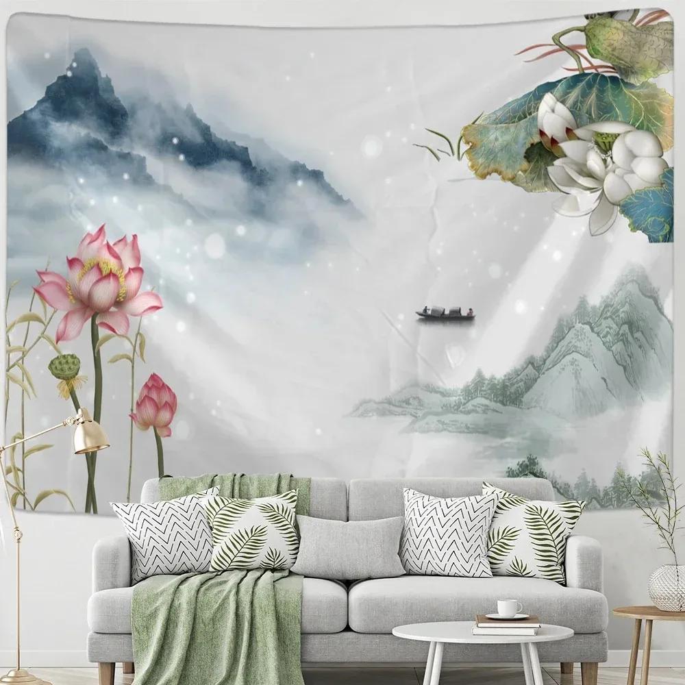 Chinese Style Ink Painting Wall Decoration Tapestry Home Living Room Tapestry