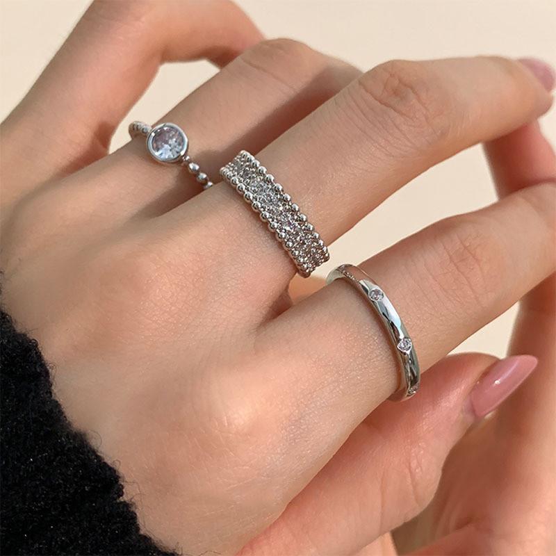 Elegant Ins Style Rhinestone Copper Ring For Women With Unique Design Geometric