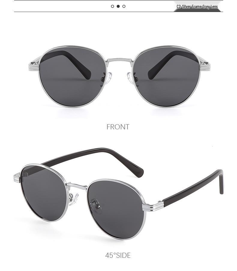 Retro Hong Kong Style Polarized Metal Sunglasses - Versatile High-End Streetwear