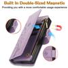 Wrist Strap Leather Zipper Wallet Card Slot Phone Case for Samsung Galaxy Z Fold 7 6 5 4 3 Fold6 Fold5 Fold4 Flip Stand Cover