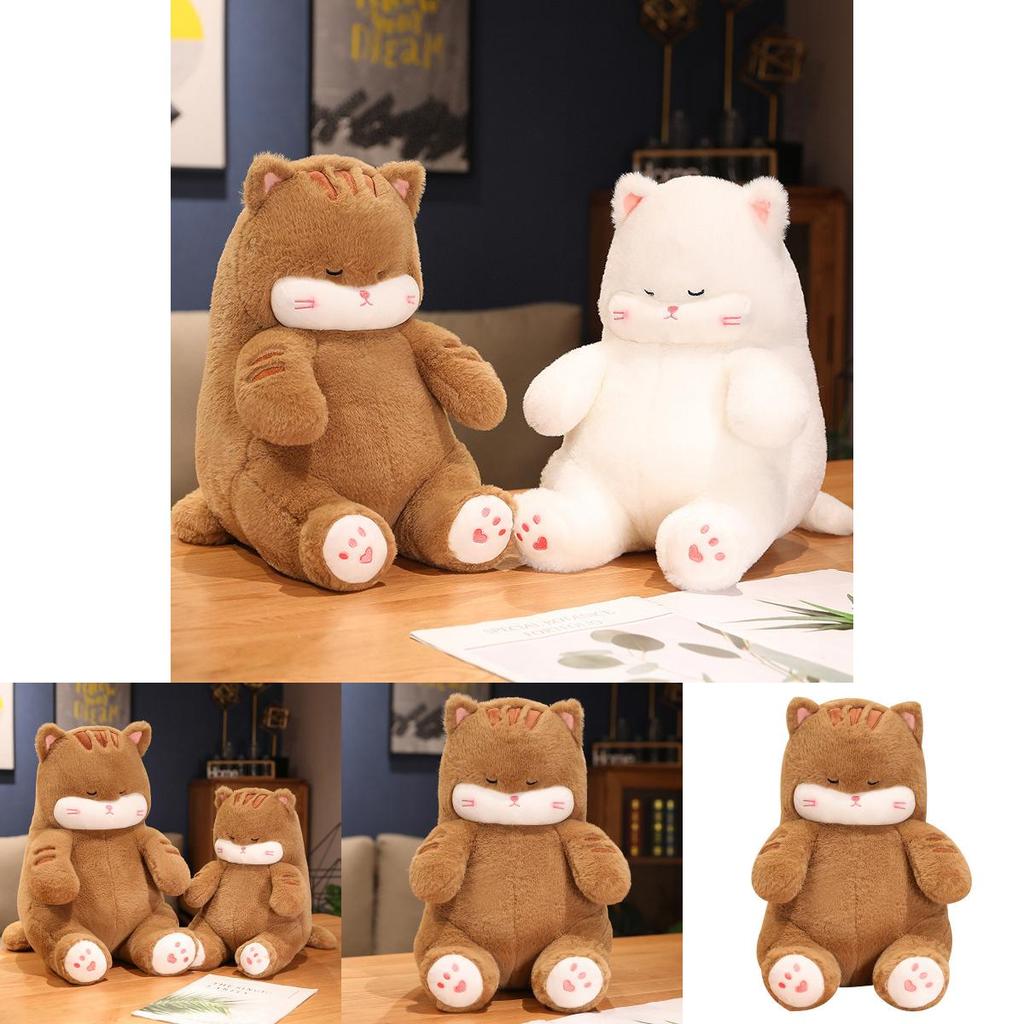 Adorable Cat Plush Pillow Doll Soft Cuddly Kitty Figure Fluffy Stuffed Toy Gift For Girls