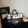 Women Floral Print Large Capacity Faux leather Travel Bag with Detachable Crossbody Strap for Travel