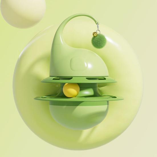 Interactive Tumbler Cat Toy Funny Puzzle Cat Food Dispenser with Fluffy Ball And Bell Self Play Kitten Enrichment Toy for Indoor Cats