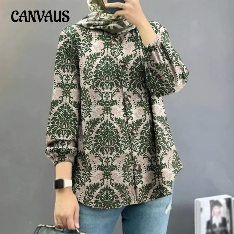 

Plus Size Women s New Floral Fashion Puffy Sleeve Shirt 5XL зелений