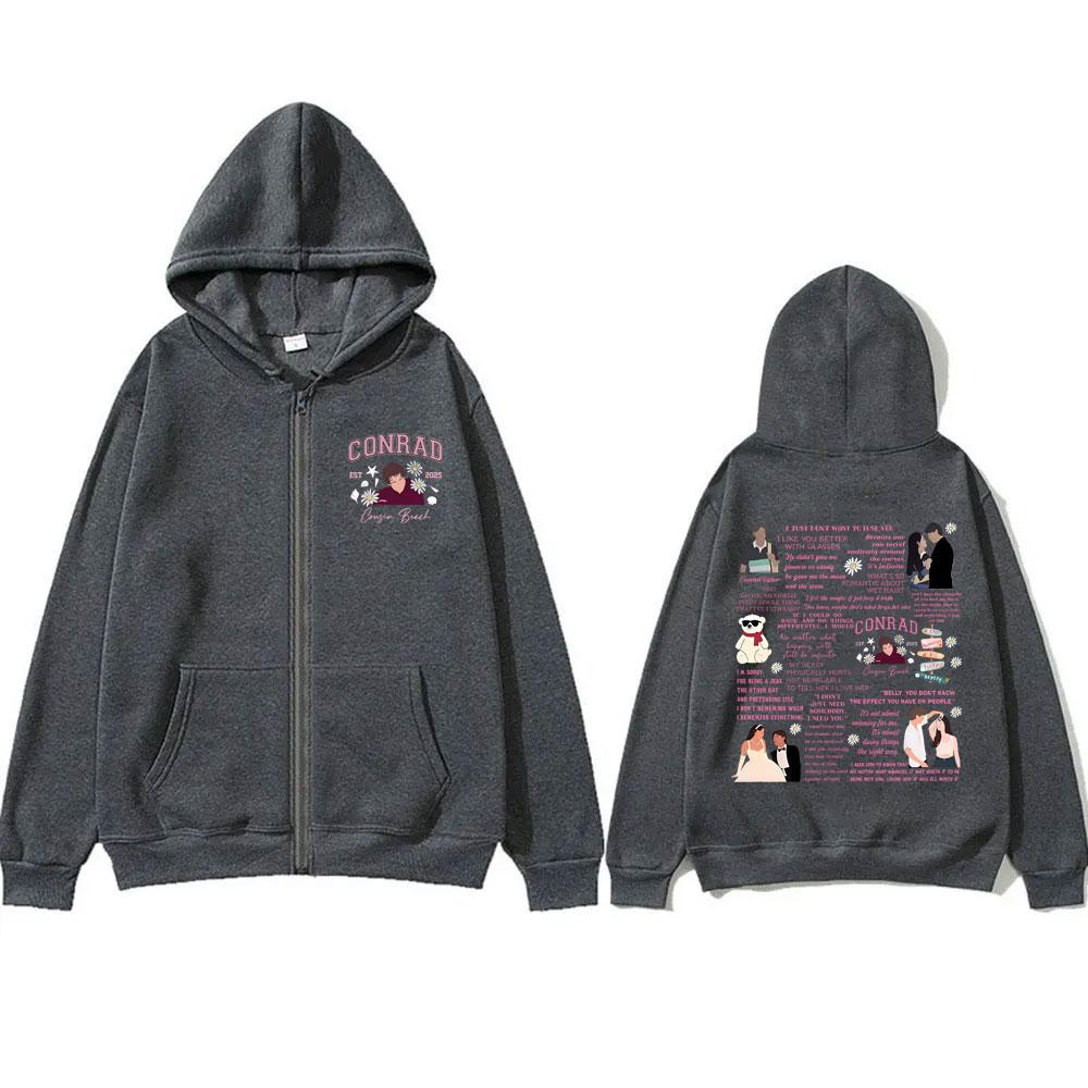 TV Play The Summer I Turned Pretty Conrad Cousins Beach Graphic Zipper Hoodie Men Women Casual Vintage Oversized Zip Up Jacket