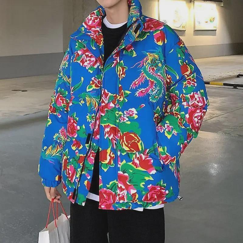 National Style Unisex Northeast Floral Winter Coat - Trendy, Thick, and Loose Fit