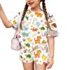 Kids Casual Short Sleeve Animal Print Top and Shorts Set Lightweight Breathable Soft Fabric Comfortable Fit