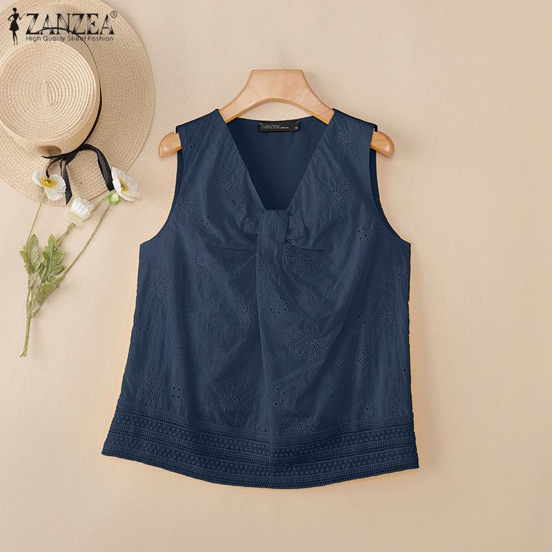 ZANZEA Women Casual V-Neck Summer Sleeveless Tank Tops