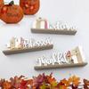 3pcs Wooden Welcome Sign Fall Pumpkin Squirrel Maple Leaves Table Ornaments For Thanksgiving Home Farmhouse Decor