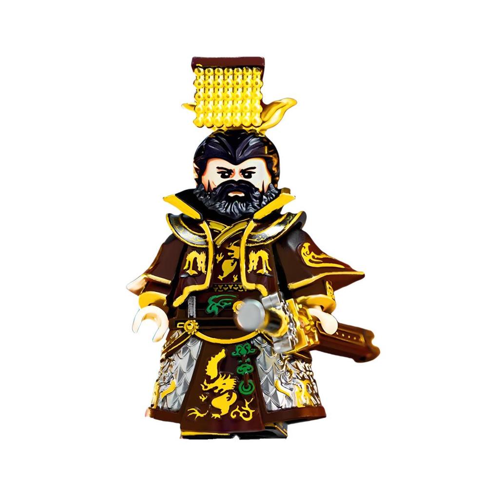 Cao Cao Minifigure: Three Kingdoms General with Full Armor & Weapons, LEGO-Compatible Toy Blocks.