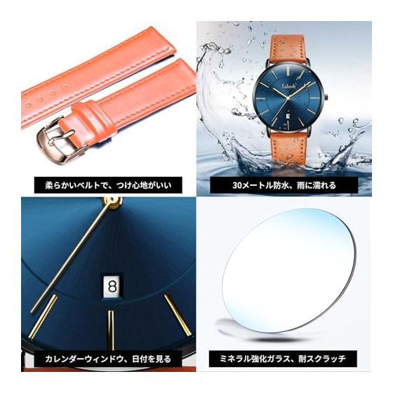 Men's Watch, Ultra Thin 6.5MM, Simple Fashion, Casual Business Watch, Japanese Quartz Movement, 40mm Dial, Genuine Leather Band, Unisex (Yellow Band,