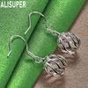 925 Sterling Silver Simple Hollowed-Out Spiral Ball Earrings - Stylish Evening Jewelry