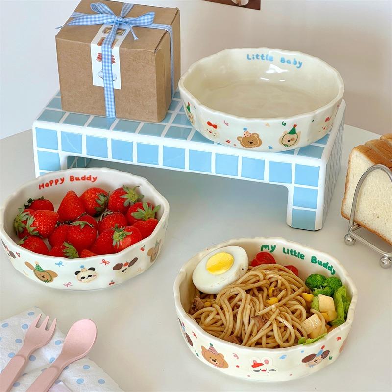 Hand-squeezed Ceramic Deep Plate, Cute Cream-colored Matte Pasta Plate, Salad, Breakfast Plate, Fruit , Vegetable
