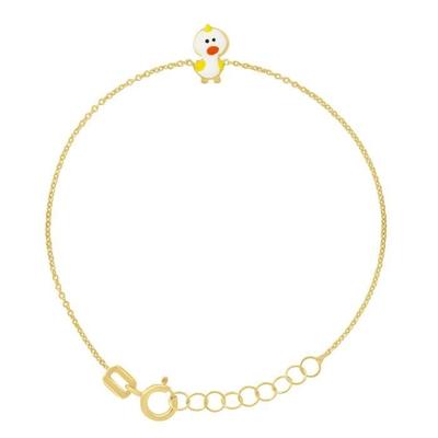 Children's Bracelet - LÉA &; ARTHUR - POUISSIN - 375 Yellow Gold - Forçat Link - Adjustable 12-14 Cm