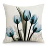 Blue Ink Linen Printed Pillowcase Home Sofa Car Office Pillowcase