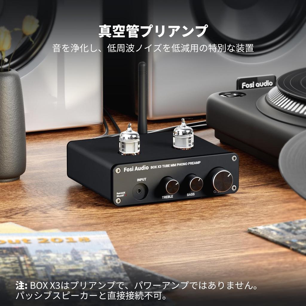 Fosi Audio BOX X3 Phono 6J1 Vacuum Tube Preamplifier, MM Phonograph Turntable Preamplifier, Bluetooth 5.0, Mini Stereo Hi-Fi Preamplifier, Ideal for H