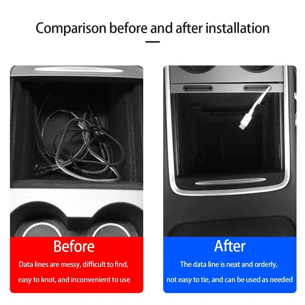 Central Console Charging Cable USB Hub Organizer Docking Station for Tesla Model 3 Y 2025 2025 Decoration Accessories