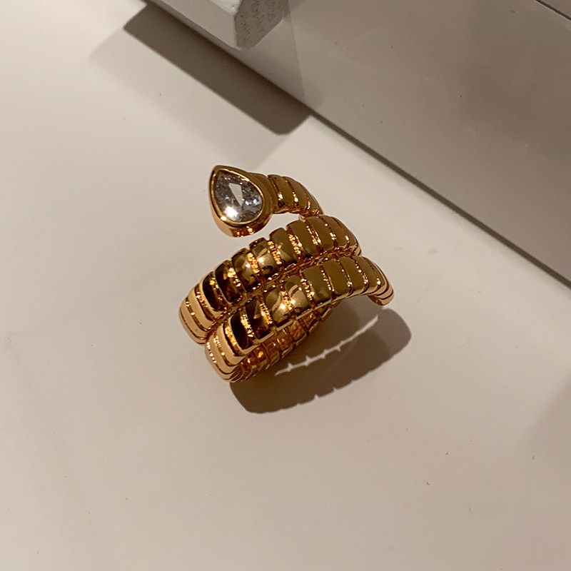 

Fashion Zircon Gold Multi-Layer Snake Index Finger Ring for Women Accessible Luxury Special-Interest Design Fancy Unique Snake Bone Finger Ring White Us Size 8 [Inner Diameter about 18mm]