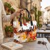 Fall City Watercolor Tote Bag Autumn Maple Leaf Large Capacity Daily Shoulder Handbag