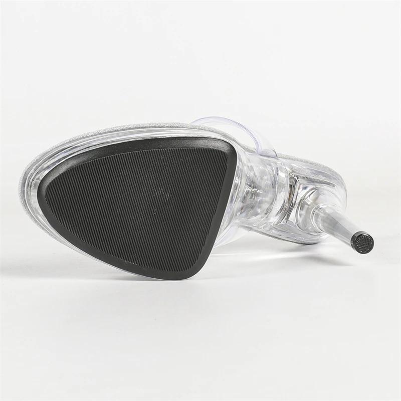 Eilyken Sexy Stiletto High Heels Women Slippers Fashion PVC Transparent Crystal Nightclub Wedding Stripper Shoes