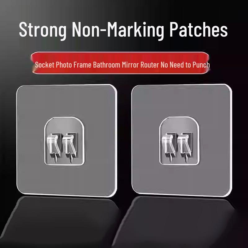 Průhledný samolepicí dvojitý háček bez vrtání pro montáž na zeď