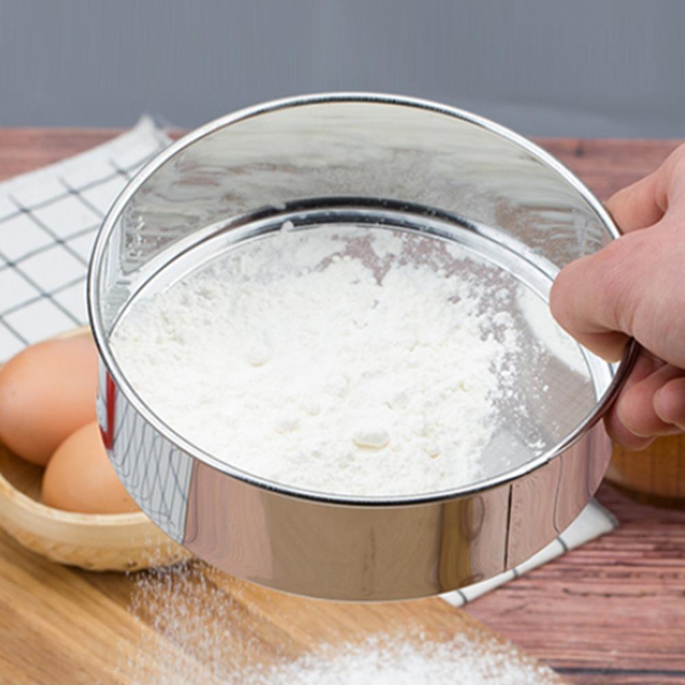Round Stainless Steel Flour Sifter Stainless Steel Manual Flour Sifter  Baking Prep