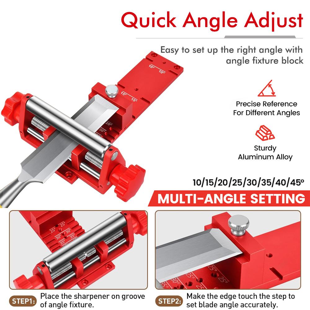 Chisel Honing Guide Kit Wood Honing Guide for Chisels and Planes Width 0.1" To 2.8" with Sharpening Angle Fixture Angle Gauge