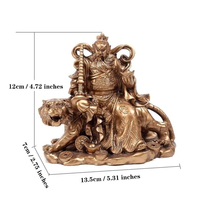 Tiger God of Wealth Zhao Gongming Character Decoration Statues Resin Sculpture Home Room Office Wind Water Features Ornaments