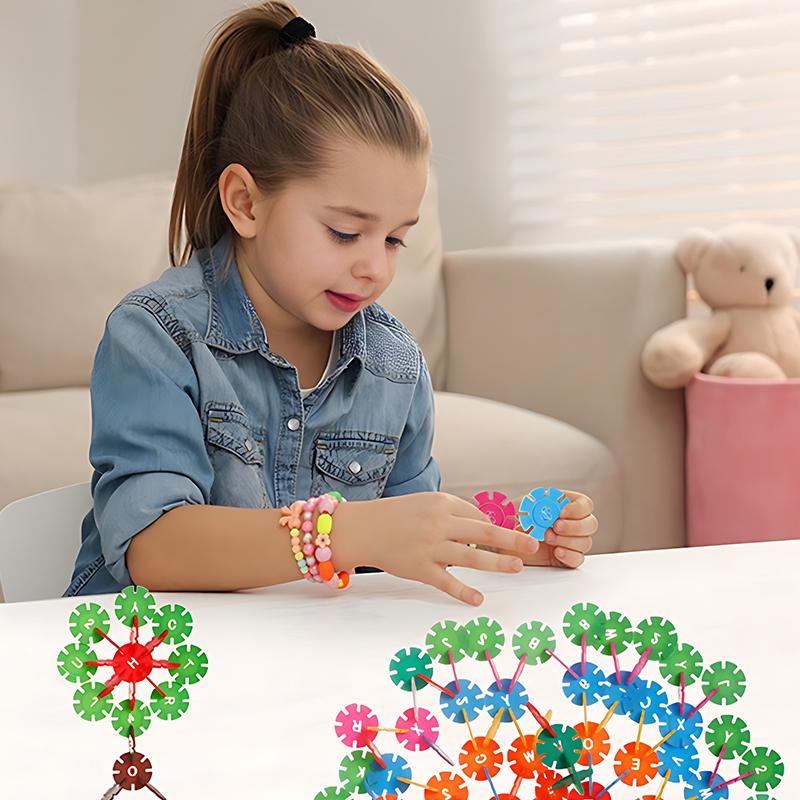 200PCS/Pack Snowflake Building Block Colored Macaron Available Plastic Color Recognition Insert Snowflake School Reward Gift ZYF