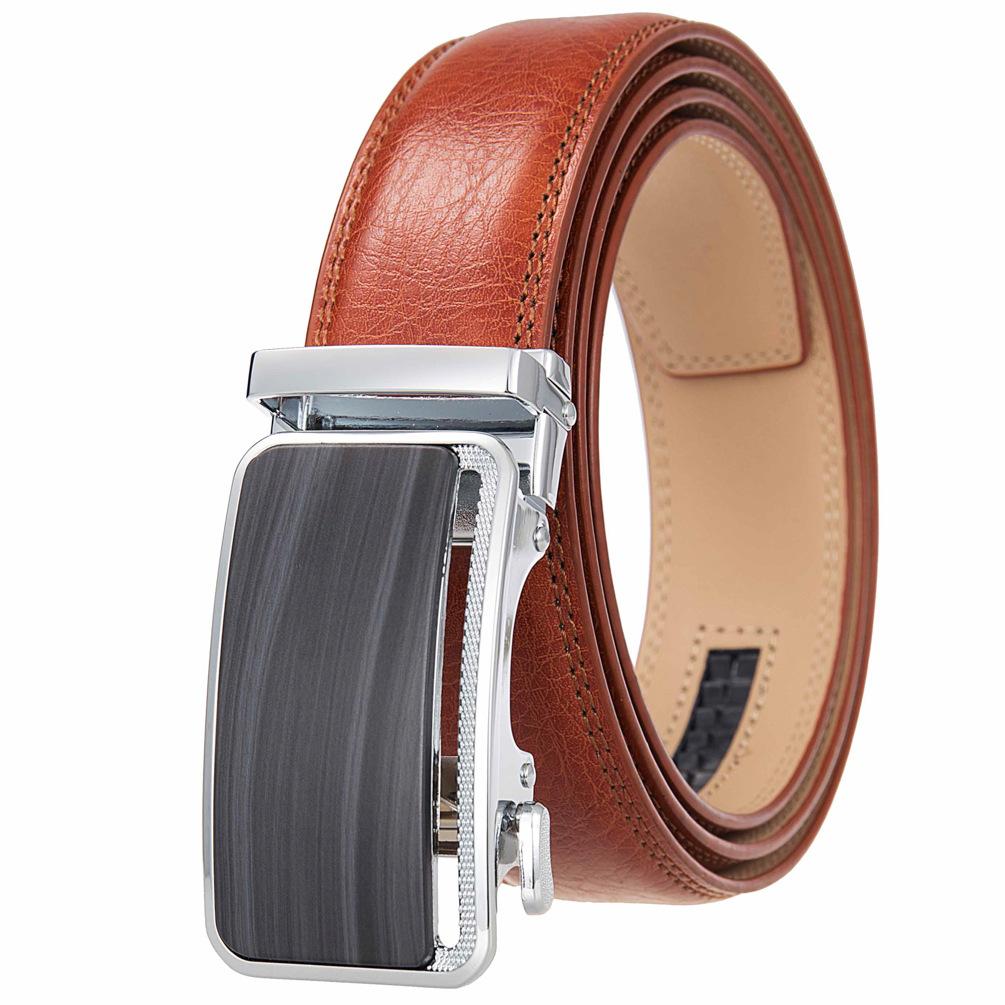 1Pcs Fashion Versatile Business Men'S Belt, Cowhide Belt Automatic Buckle Men'S Belt Ly36-35576-1