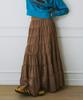 Green Butter Cancan Ruffle Long Skirt (Brown)