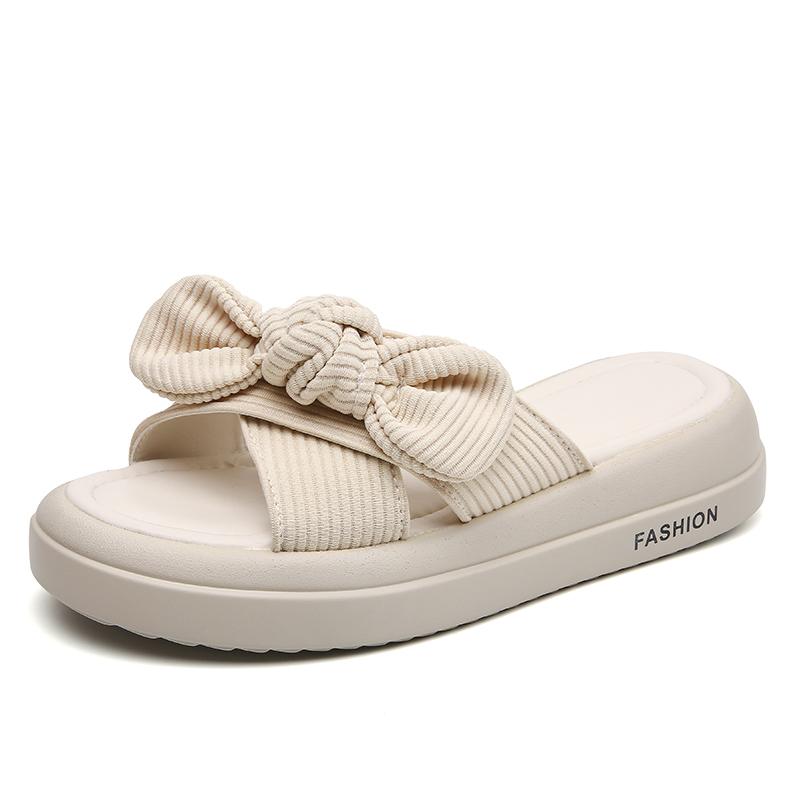 

Летние женские тапочки из эластичной ткани, верхняя часть Vanp, женские сандалии с открытым носком и узлом-бабочкой, удобные тапочки с мягкой стелькой 5